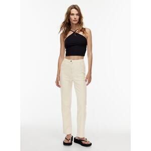 Wilfred Free The Melina Pant size 2 Cream High Rise Straight Slim Fit Stretch